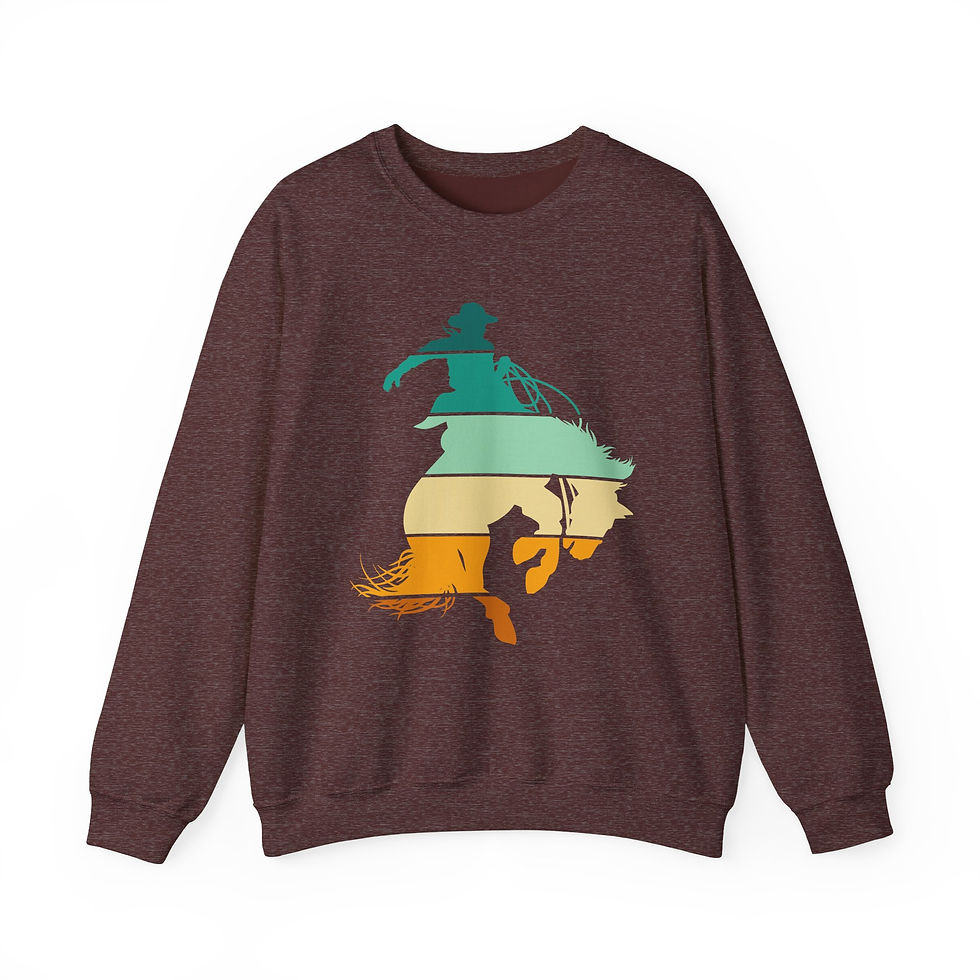 Thumbnail: Rodeo Bucking Horse Crewneck Sweatshirt — Western Cowboy Rodeo Graphic