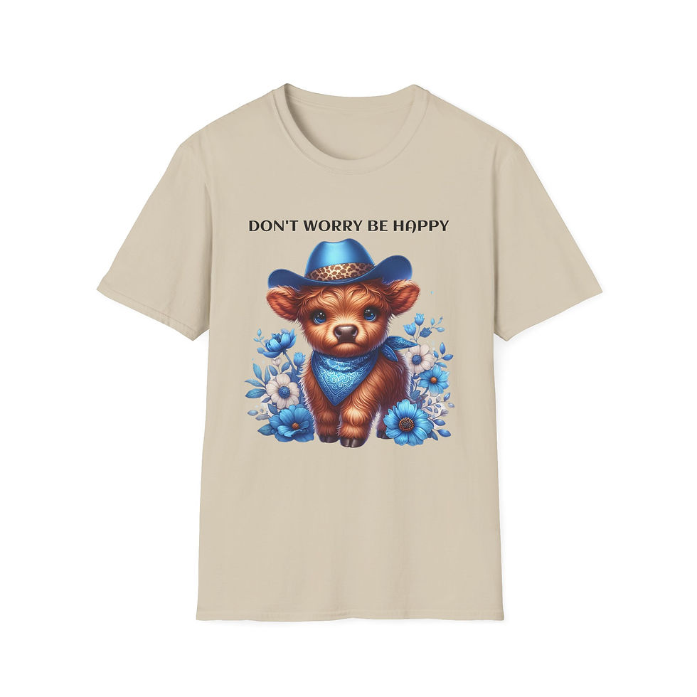 Thumbnail: Baby Highland Cow Don't Worry Be Happy Unisex Soft style T-Shirt