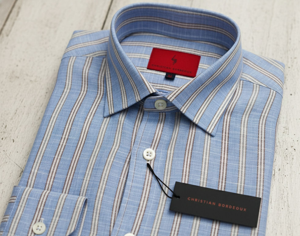 Miniatura: Camisa 100% Lino Celeste con líneas