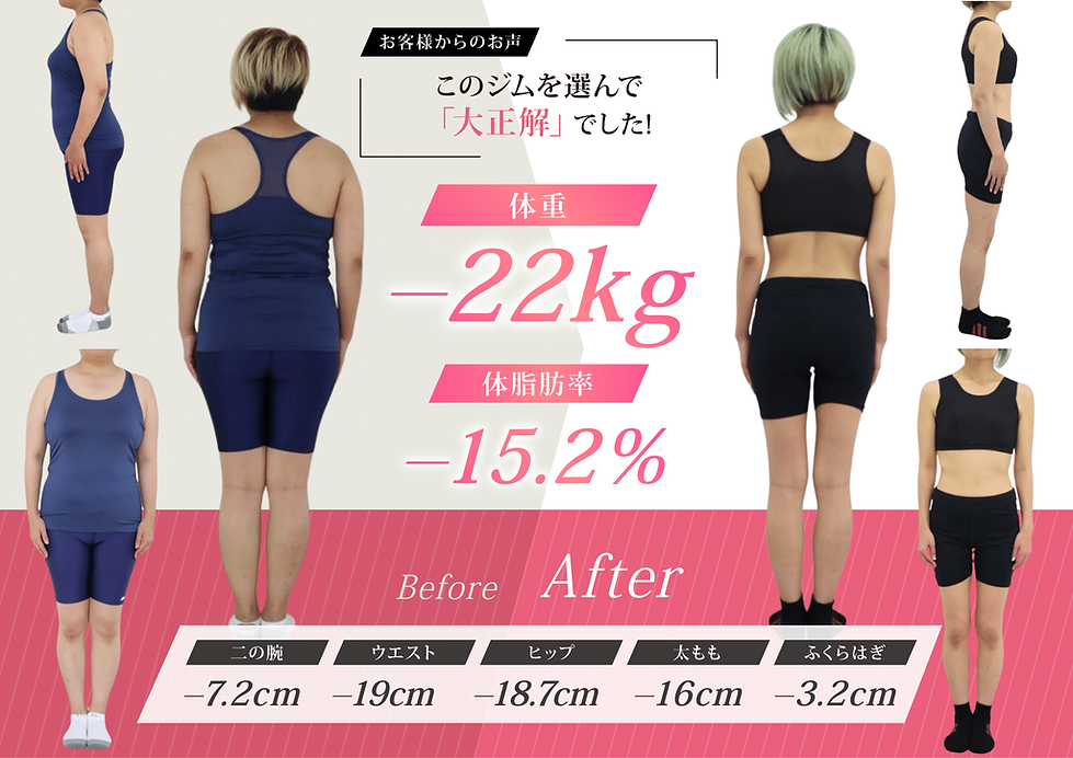 パーソナルジムでダイエットに成功した40代女性のビフォーアフター