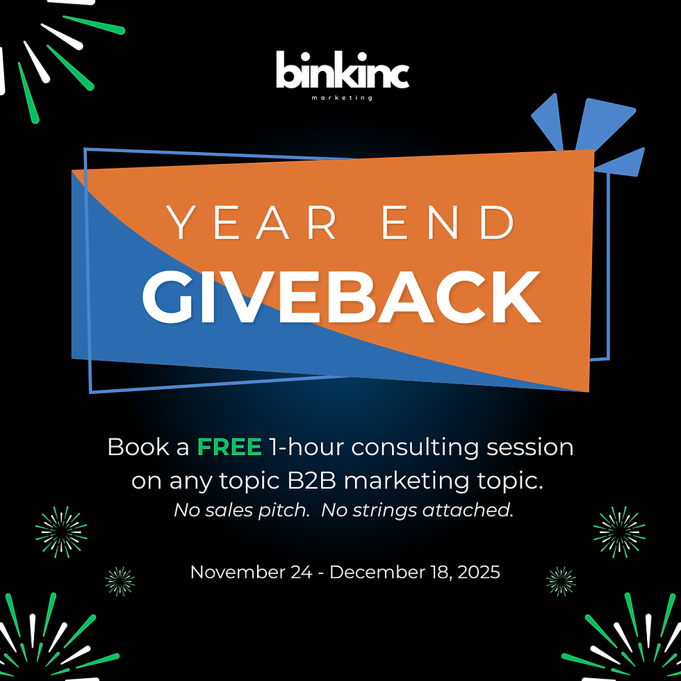 Giving Back to the Community: Free One Hour B2B Marketing Sessions from November 24 to December 18