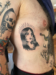 blackwork tattoo lady face chattanooga ribs