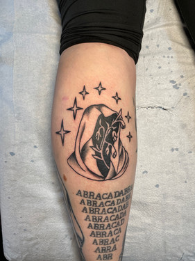 blackwork traditional spiritual medieval hood reaper magic chattanooga