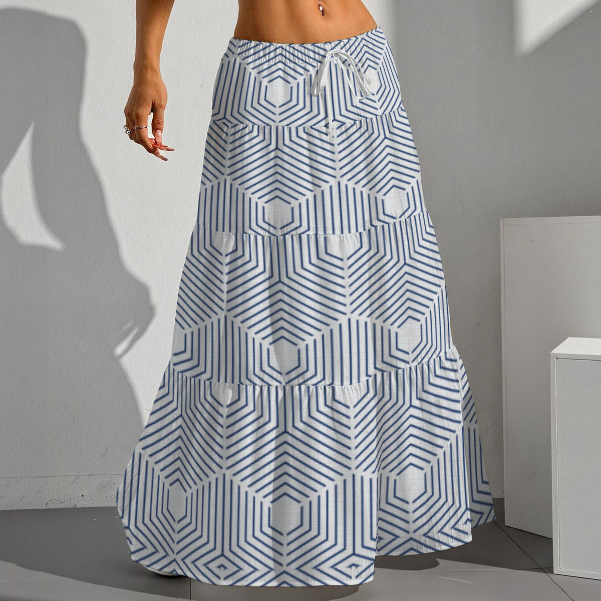 All-Over Print Women's Pleated Long Skirt