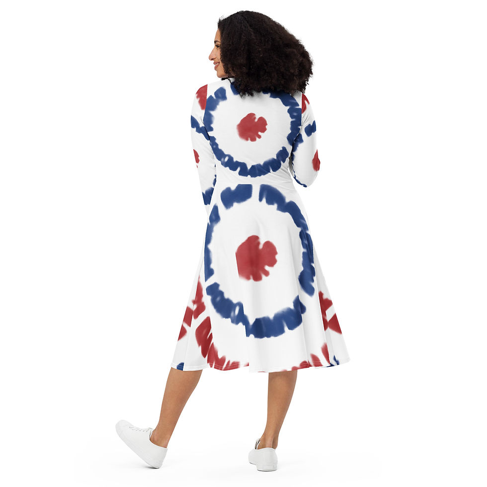 Thumbnail: All-over print long sleeve midi dress