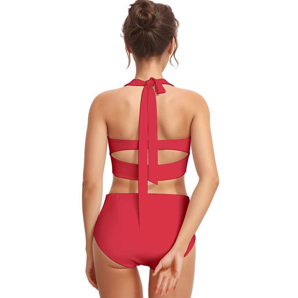 Thumbnail: All-Over Print Women's Swimsuit Set With Halter