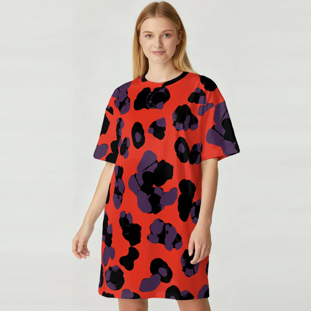 All-Over Print Women's Loose Fit T-Shirt Dress|180GSM Cotton