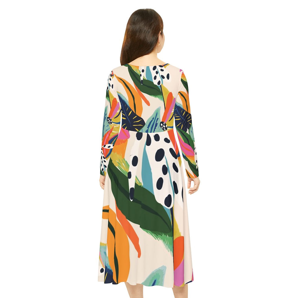 Thumbnail: Women's Long Sleeve Dance Dress (AOP)