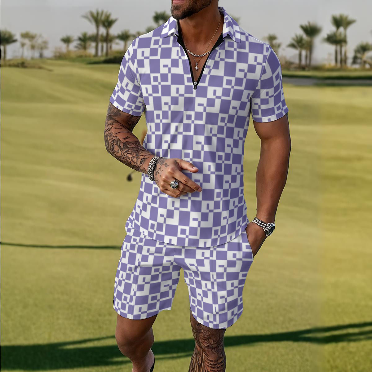 All-Over Print Men's Polo Sportswear Set