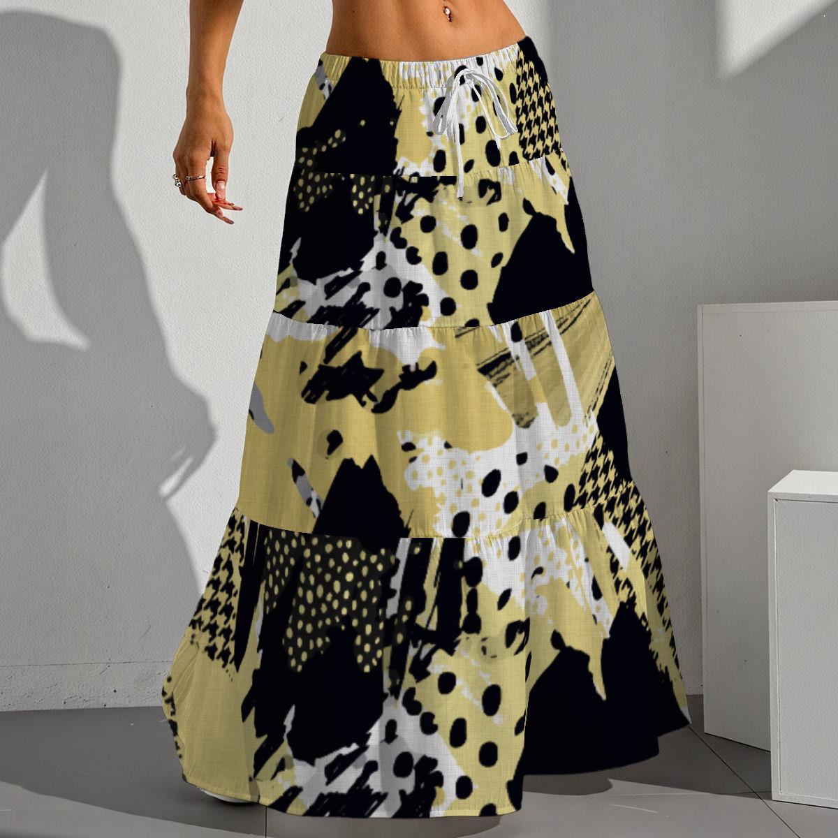 All-Over Print Women's Pleated Long Skirt