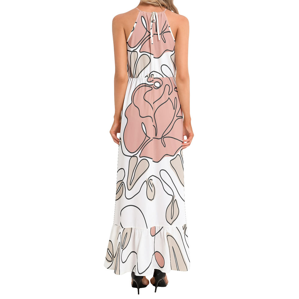 Thumbnail: Ruffle Hem Halter Neck Maxi Dress
