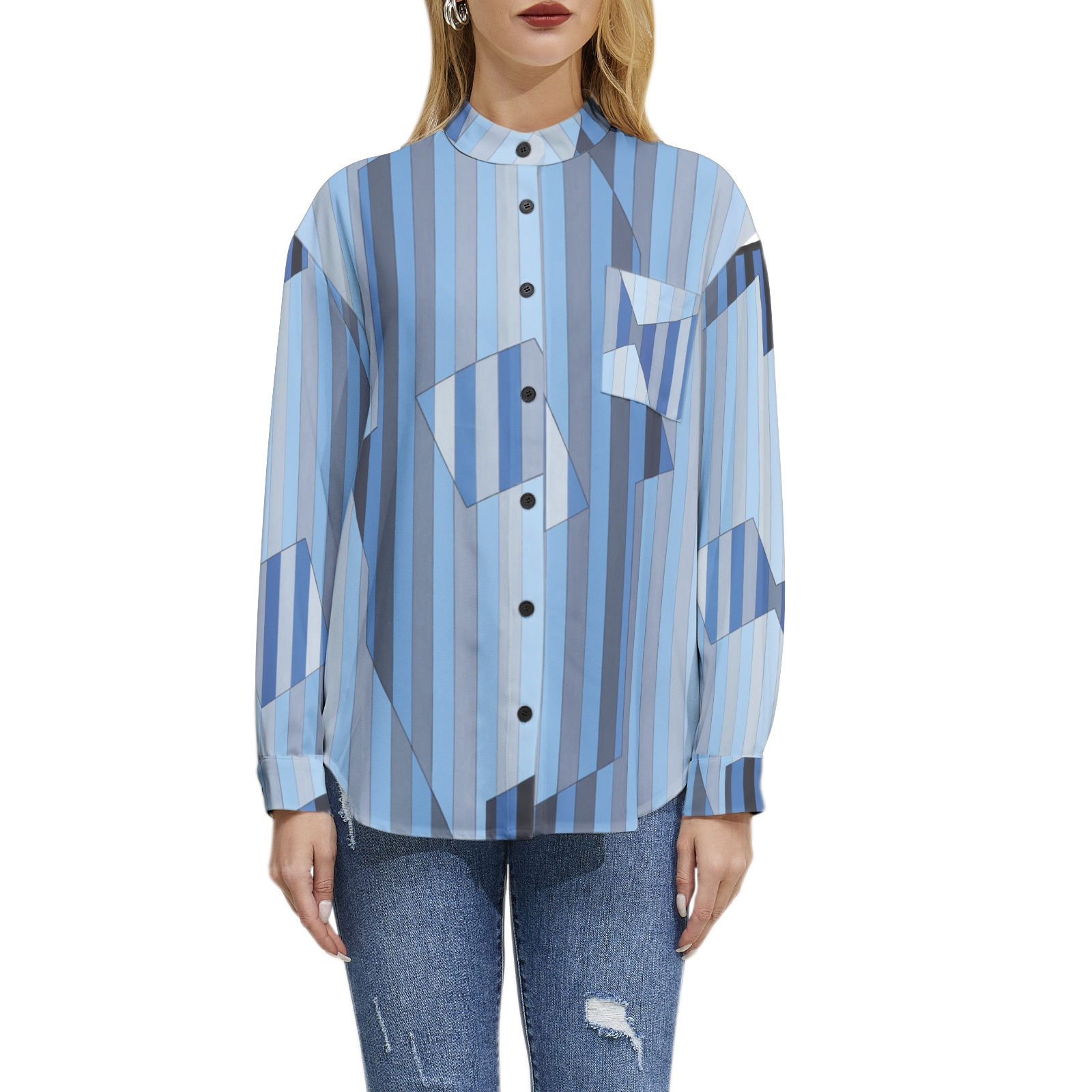 Long Sleeve Button Up Casual Shirt Top