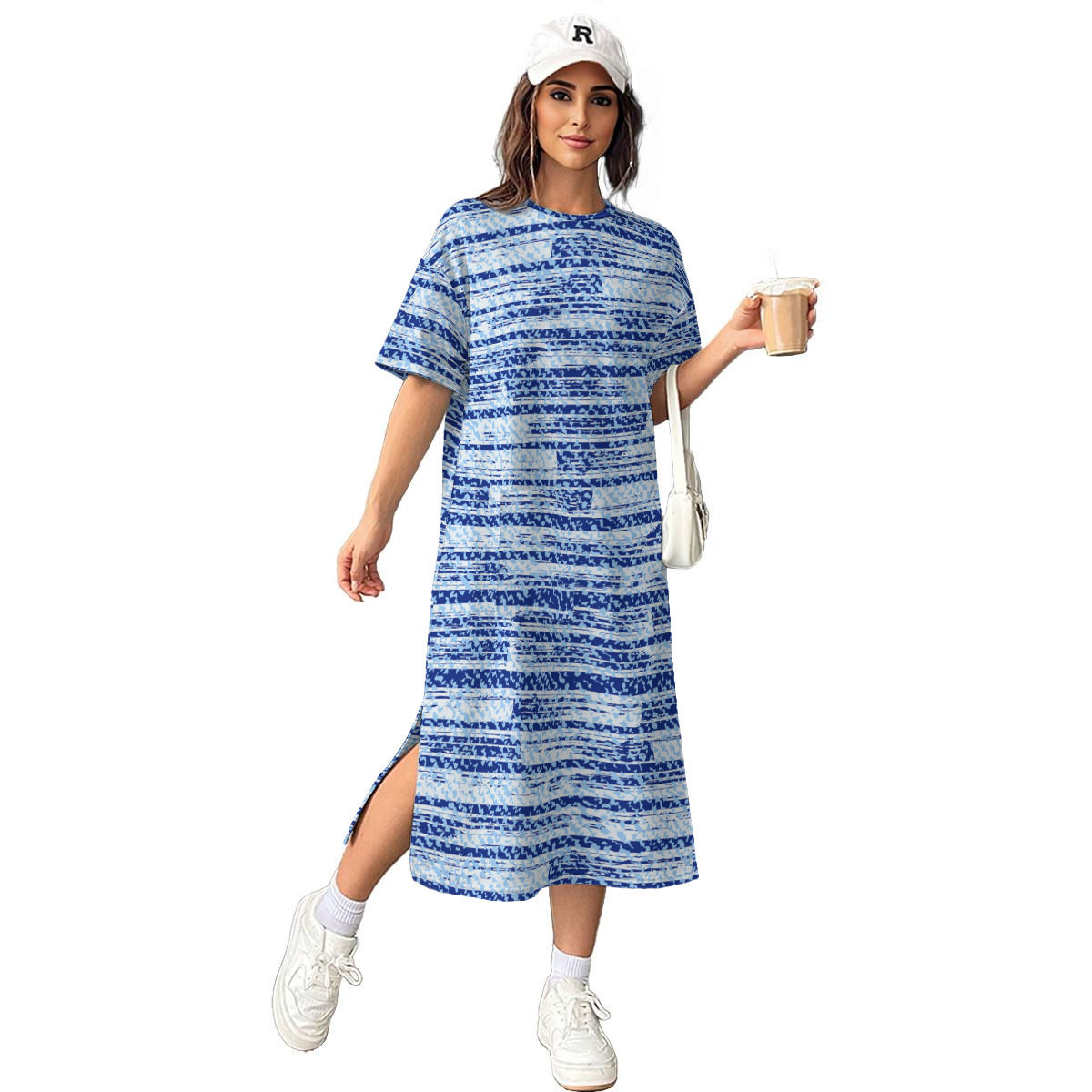 All-Over Print Women's Midi T-Shirt Dress|180GSM Cotton