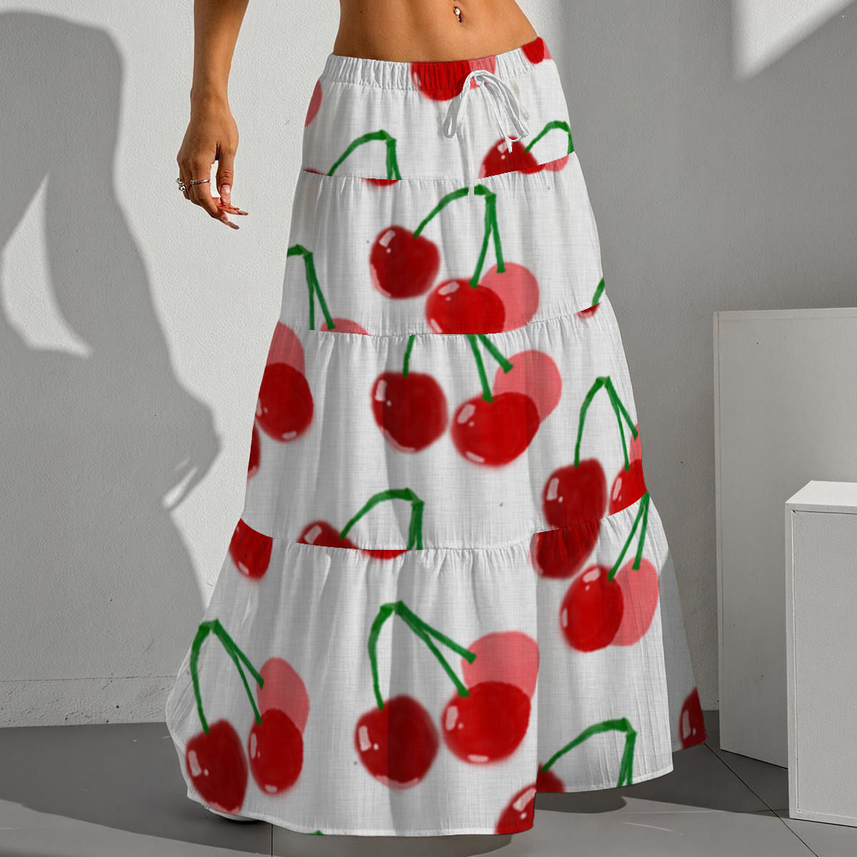 All-Over Print Women's Pleated Long Skirt