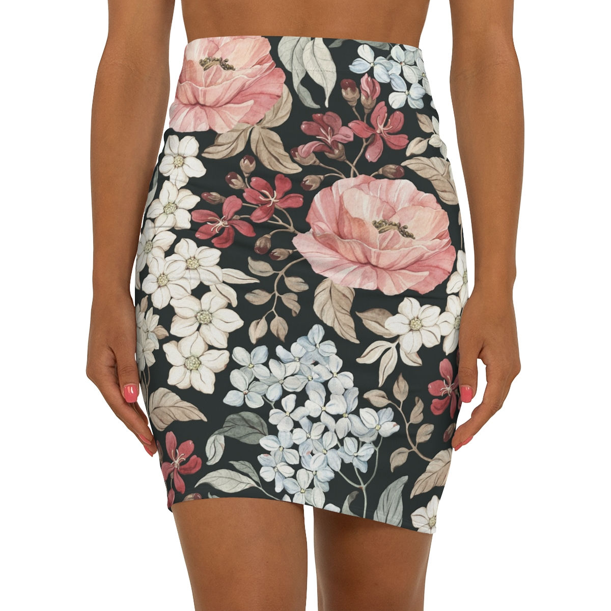 Women's Mid-Waist Pencil Skirt (AOP)