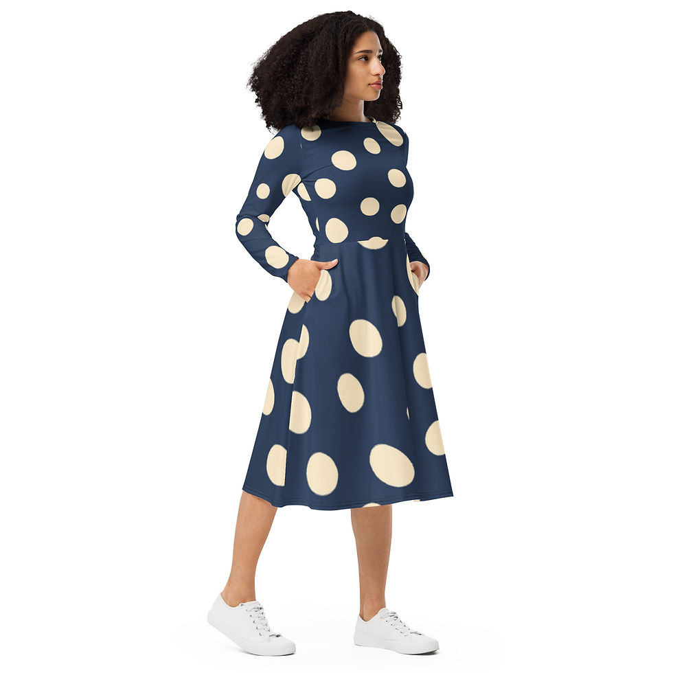 Thumbnail: All-over print long sleeve midi dress