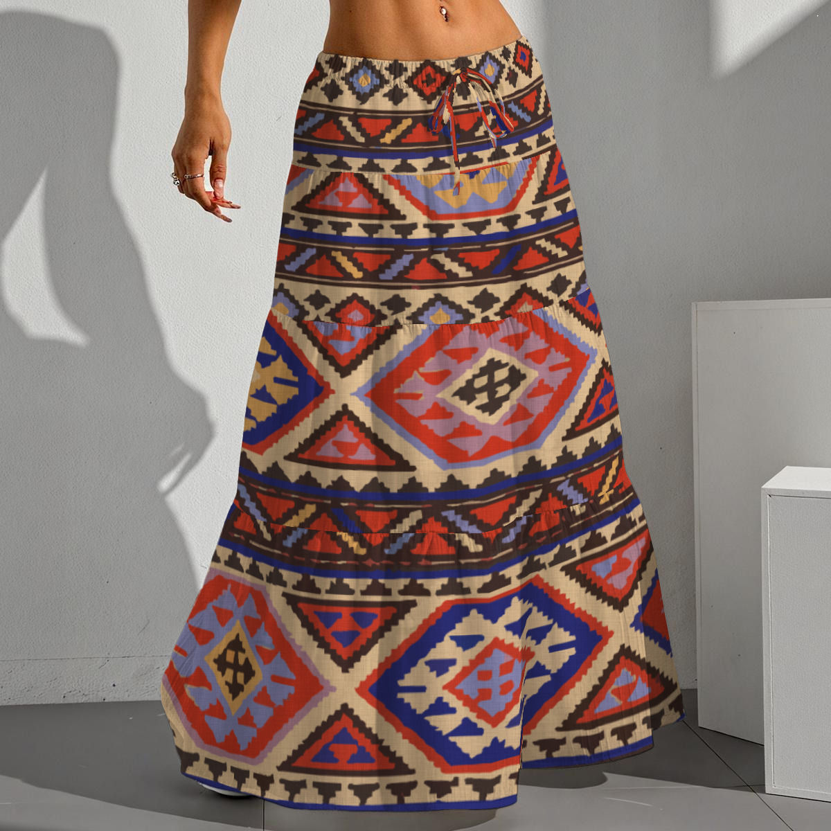 All-Over Print Women's Pleated Long Skirt