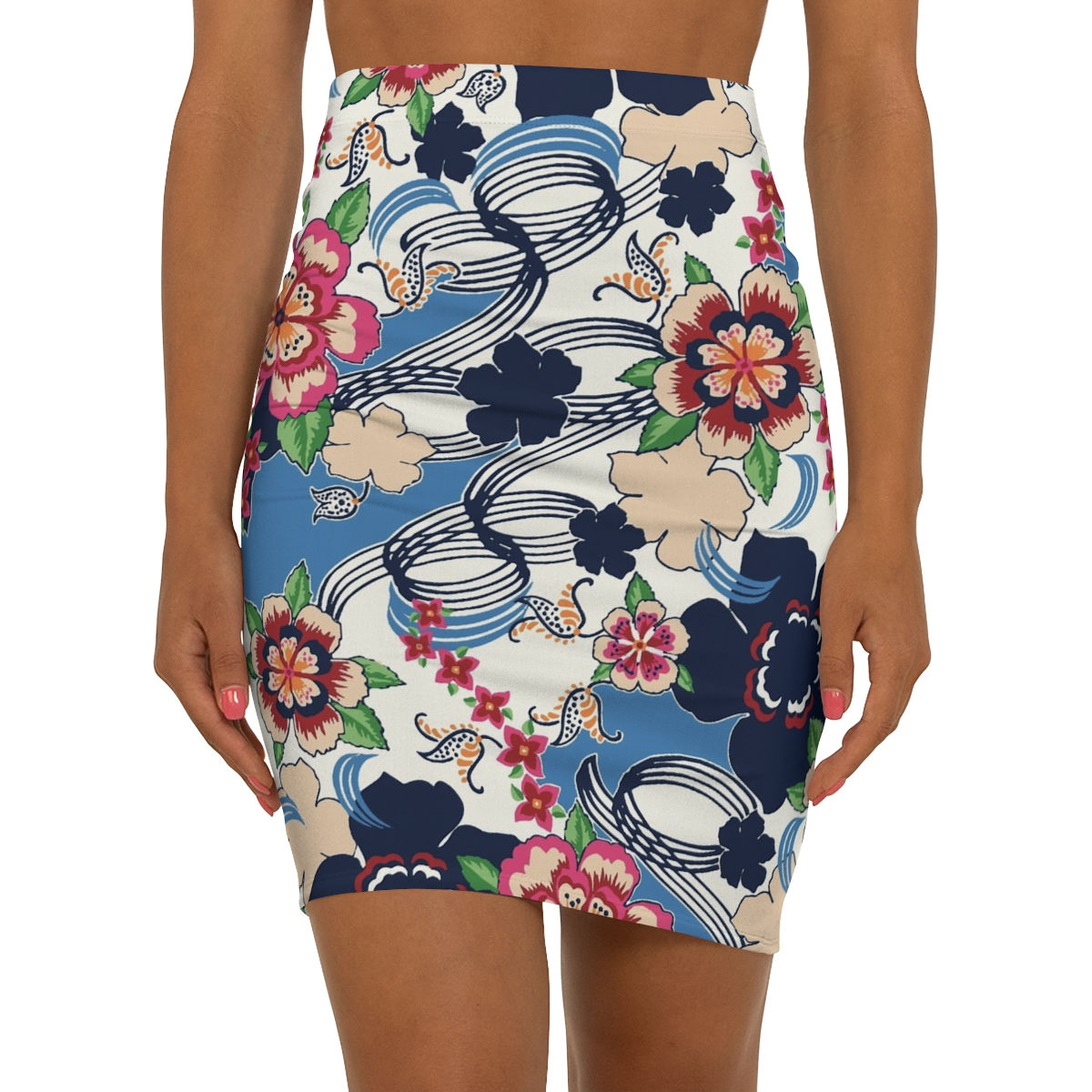 Women's Mid-Waist Pencil Skirt (AOP)