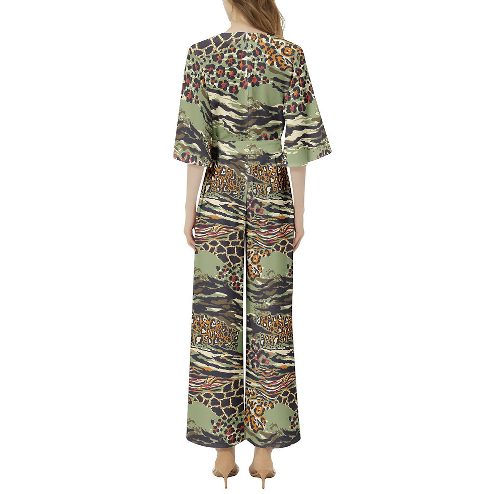 Thumbnail: Dolman Sleeve Belted Wide Leg Jumpsuit