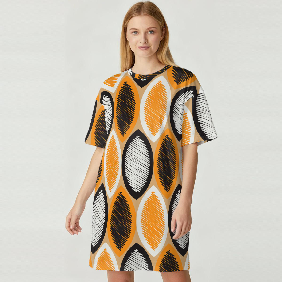 All-Over Print Women's Loose Fit T-Shirt Dress|180GSM Cotton