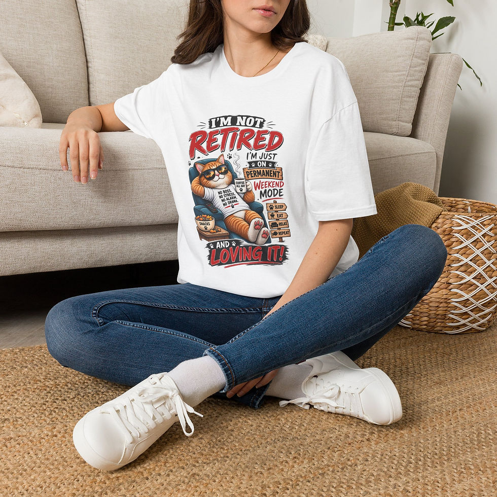Thumbnail: Retired Cat T-Shirt — "I'm Not Retired I'm Just on Permanent Weekend Mode"