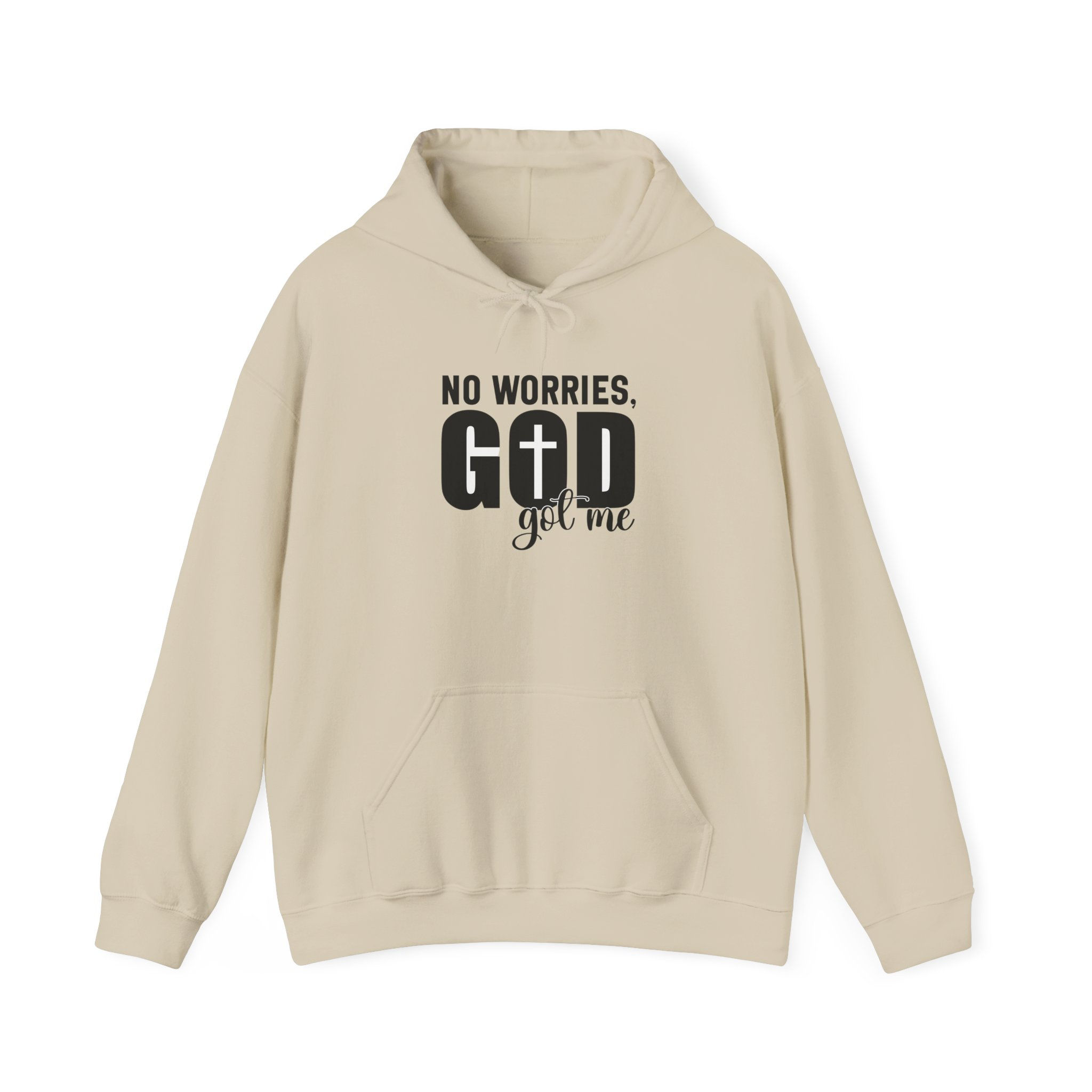 Hoodie — "No Worries, God Got Me" Christian Faith Pullover