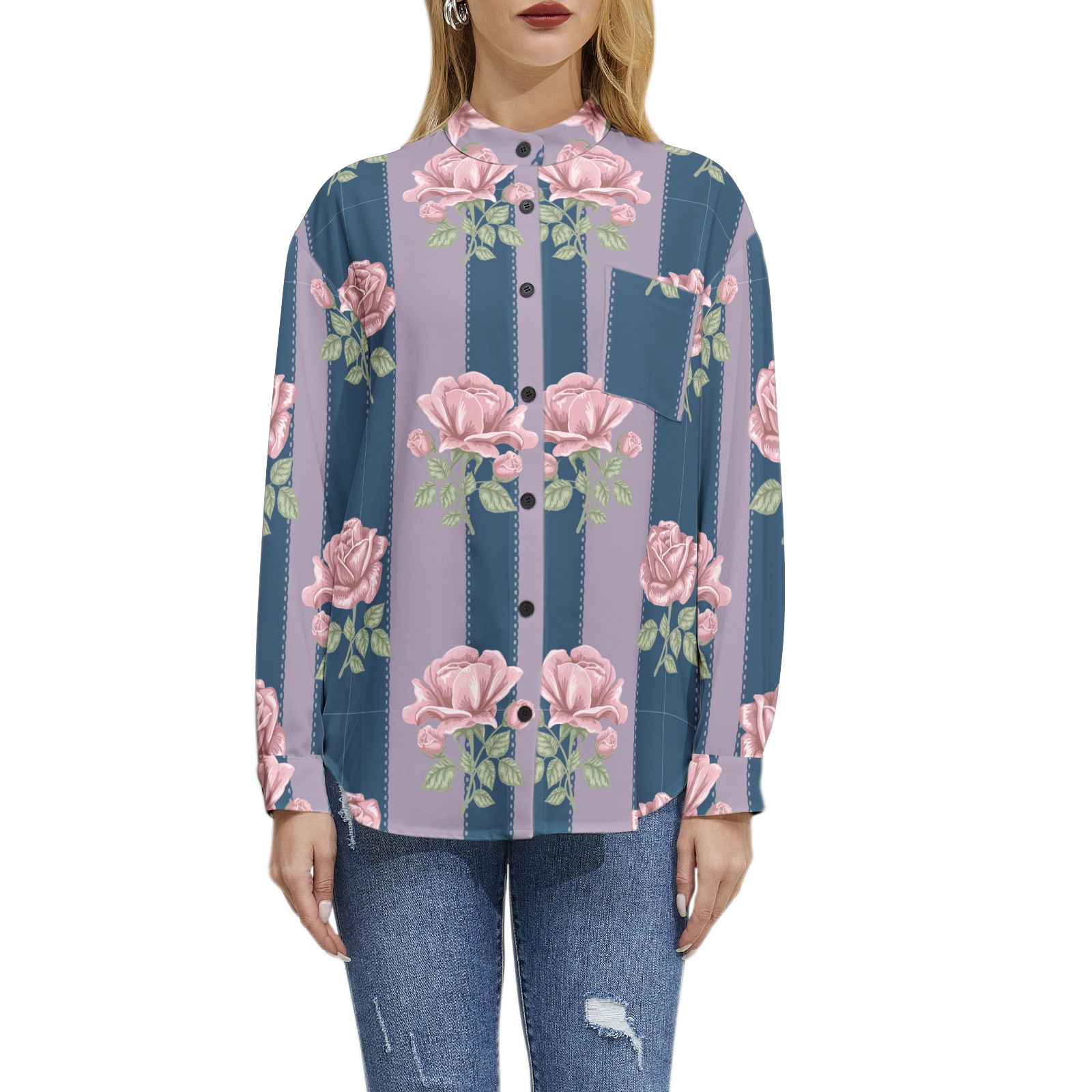 Long Sleeve Button Up Casual Shirt Top