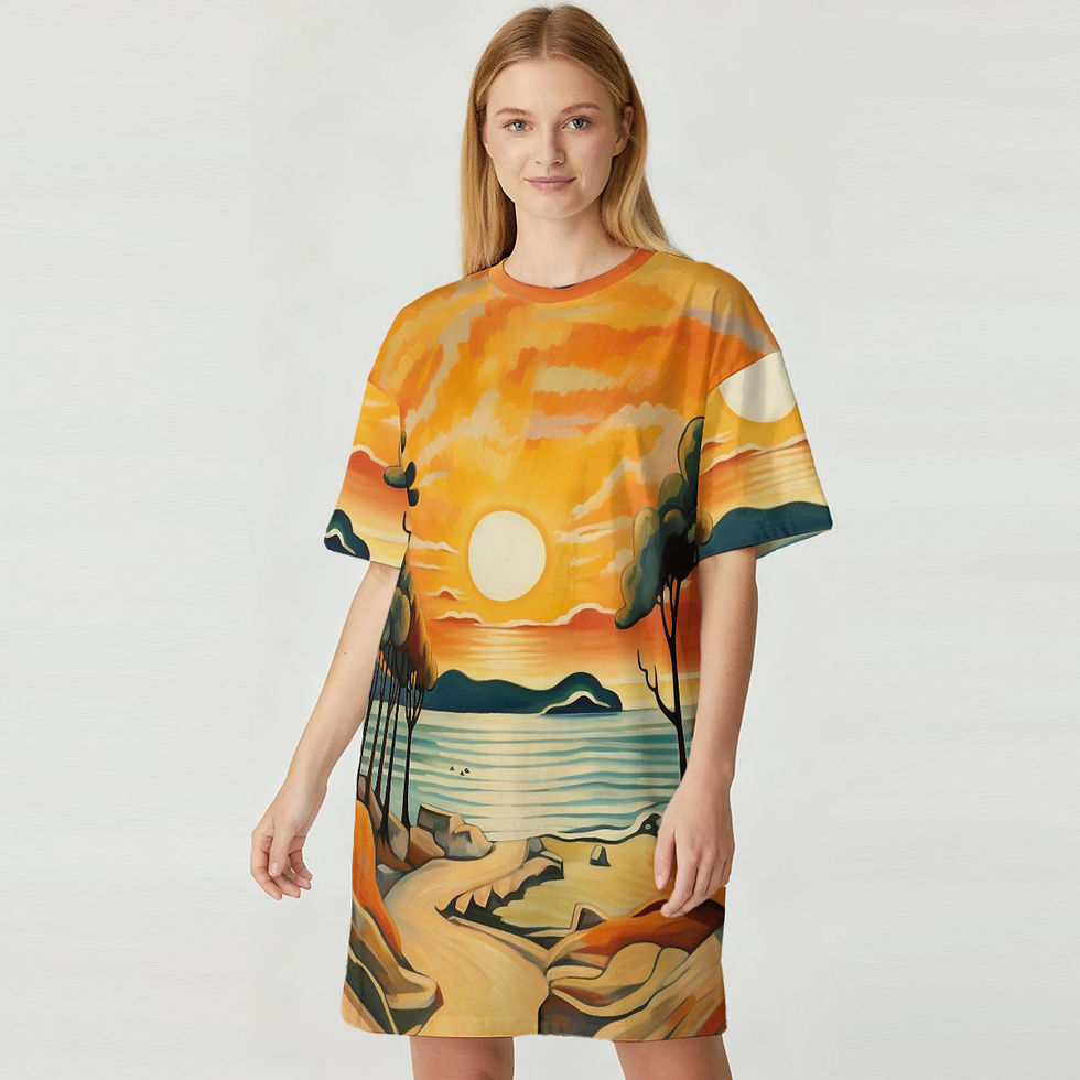 Thumbnail: All-Over Print Women's Loose Fit T-Shirt Dress|180GSM Cotton