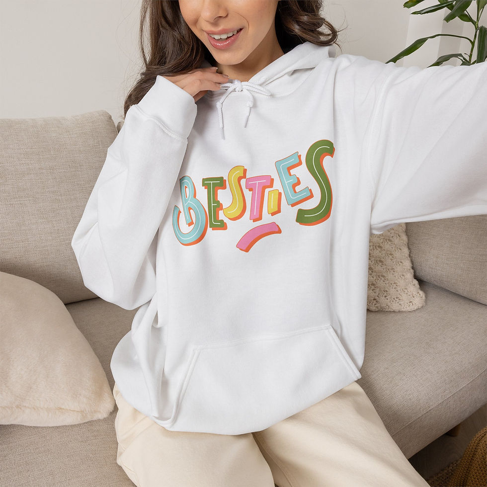 Thumbnail: Besties Graphic Hoodie — Colorful Retro Friends Hoodie