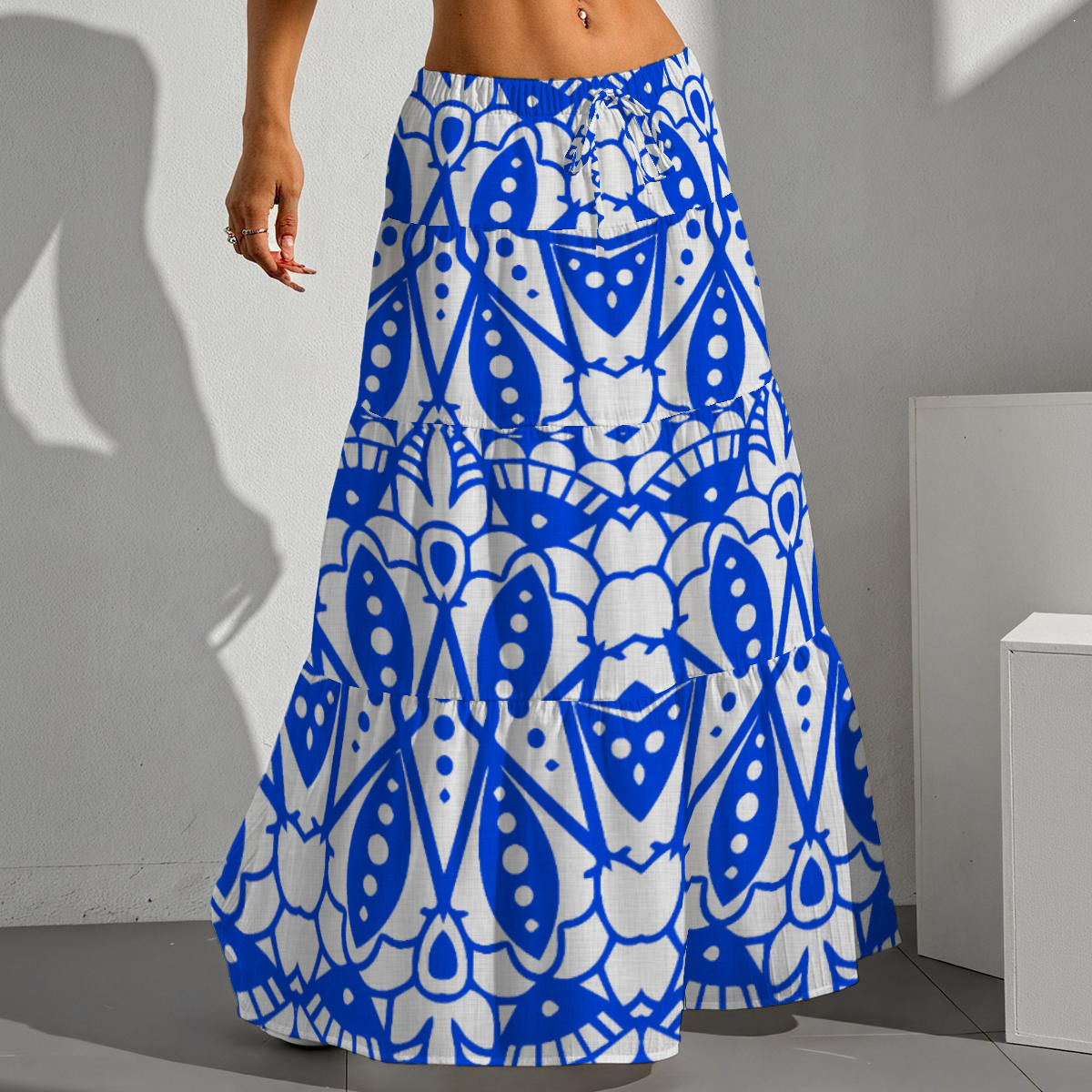 All-Over Print Women's Pleated Long Skirt