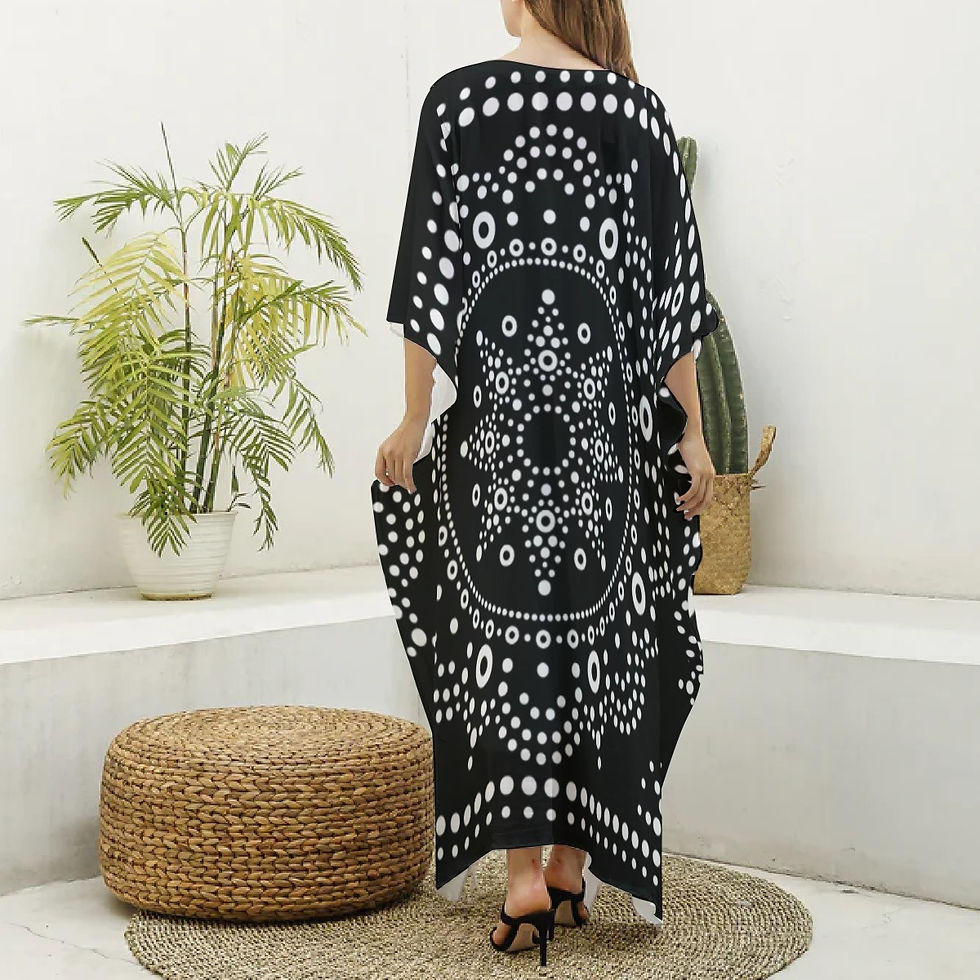 Thumbnail: All-Over Print Women's Imitation Silk V-neck Kaftan Robe