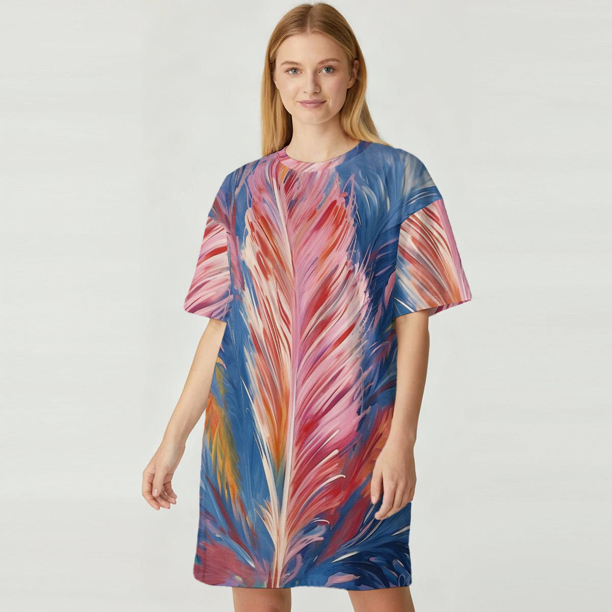 All-Over Print Women's Loose Fit T-Shirt Dress|180GSM Cotton