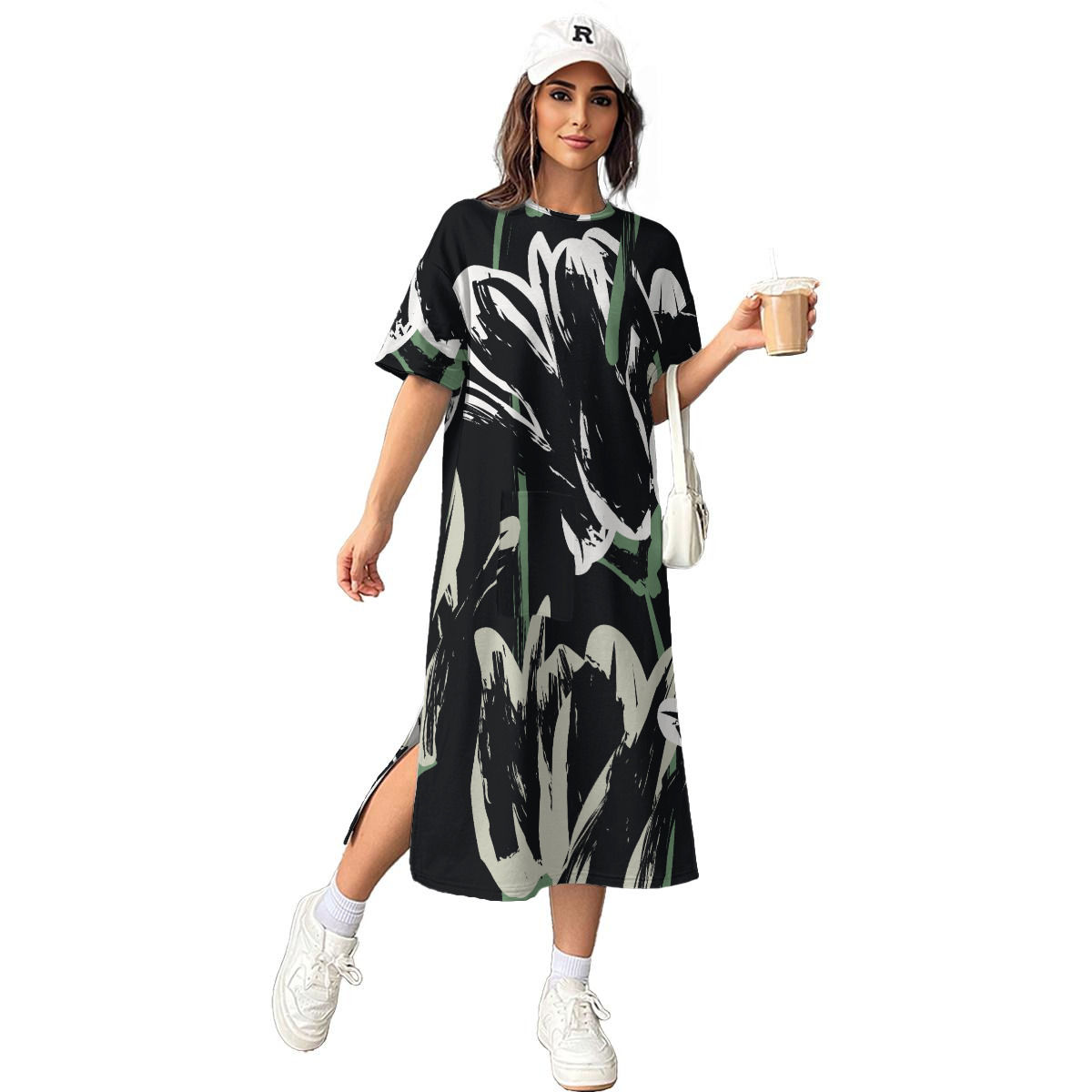 All-Over Print Women's Midi T-Shirt Dress|180GSM Cotton
