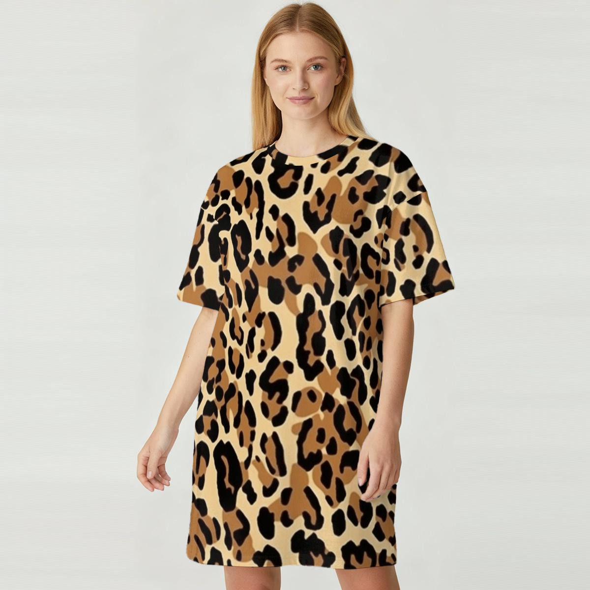 All-Over Print Women's Loose Fit T-Shirt Dress|180GSM Cotton