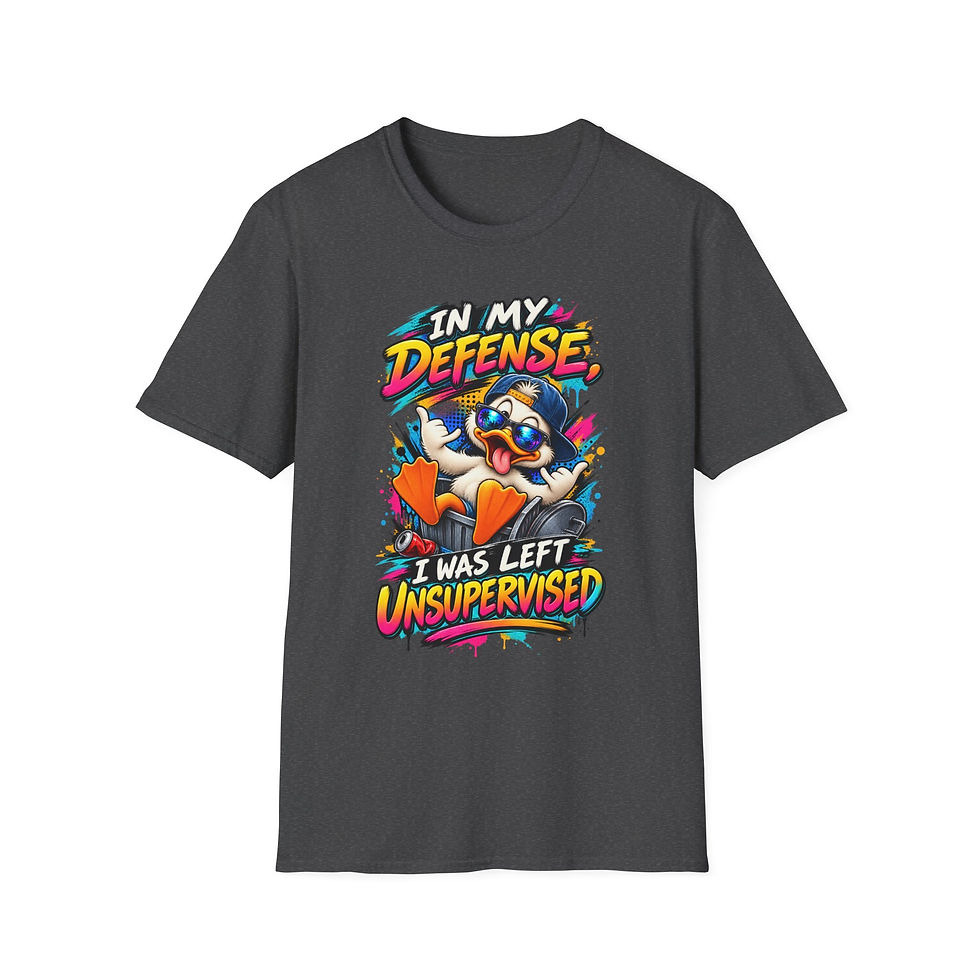 Thumbnail: T-Shirt — "In My Defense I Was Left Unsupervised" Retro Duck Graphic Tee