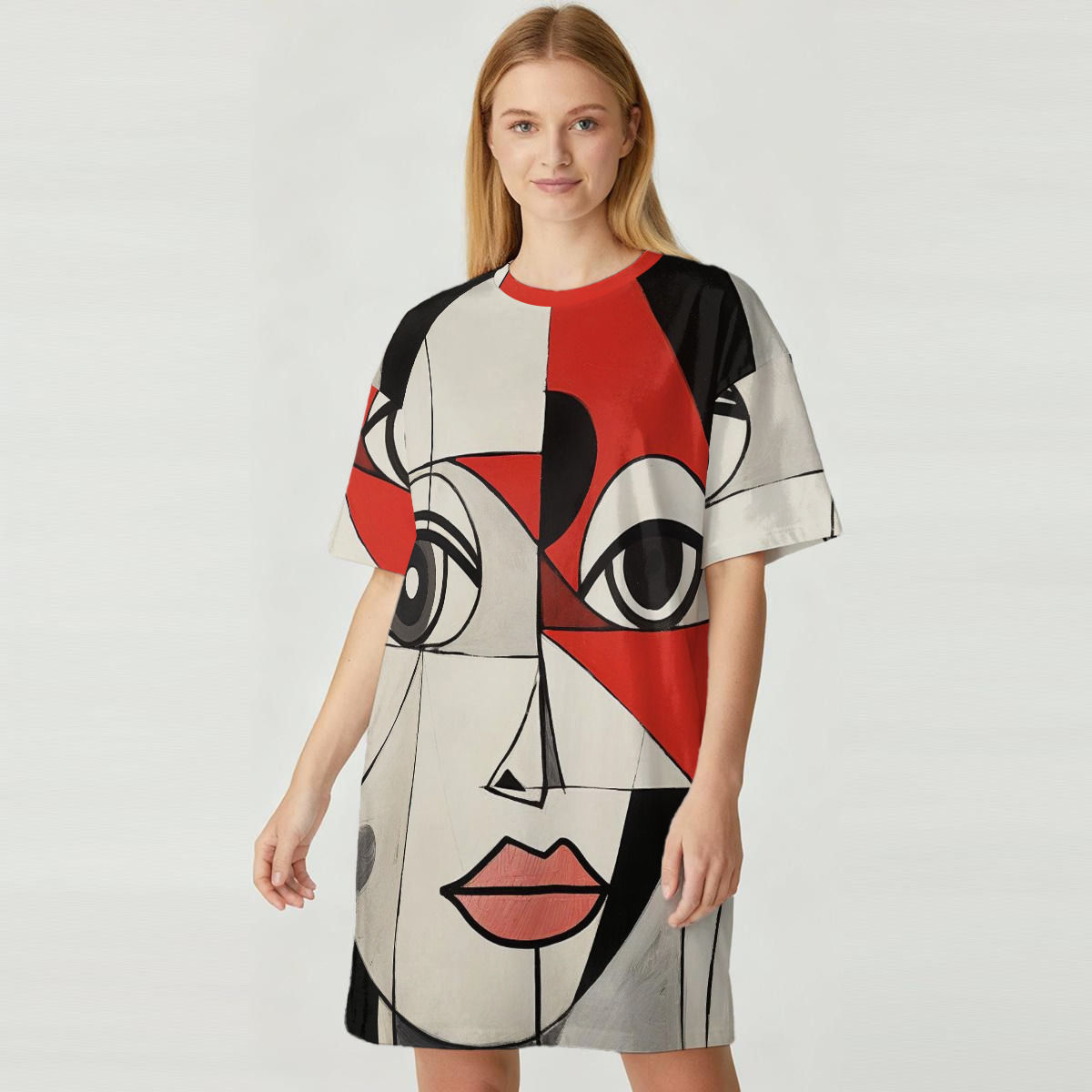 All-Over Print Women's Loose Fit T-Shirt Dress|180GSM Cotton