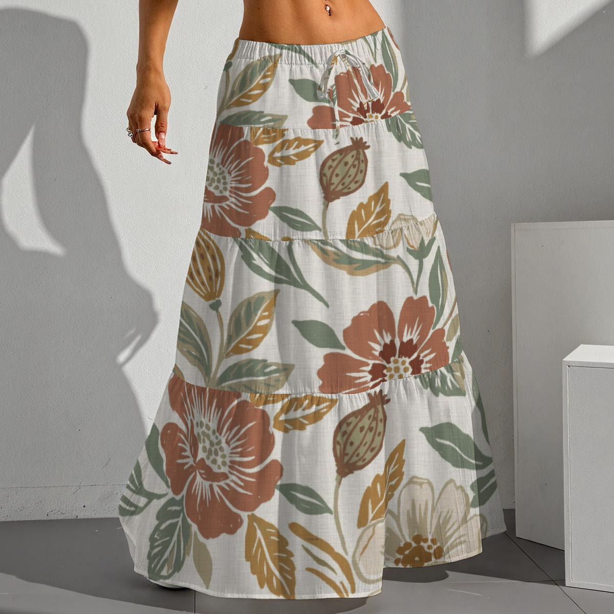 All-Over Print Women's Pleated Long Skirt