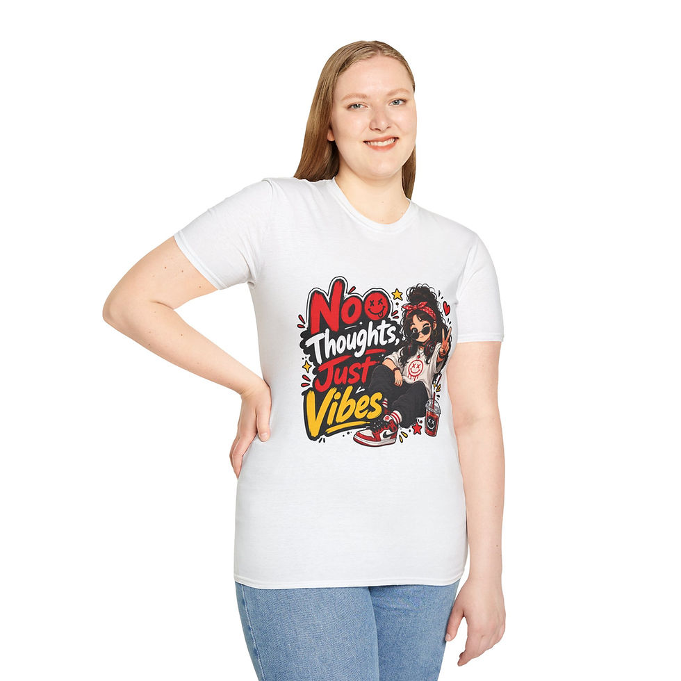 Thumbnail: No Thoughts Just Vibes T-Shirt — Retro Girl Peace Sign Graphic Tee