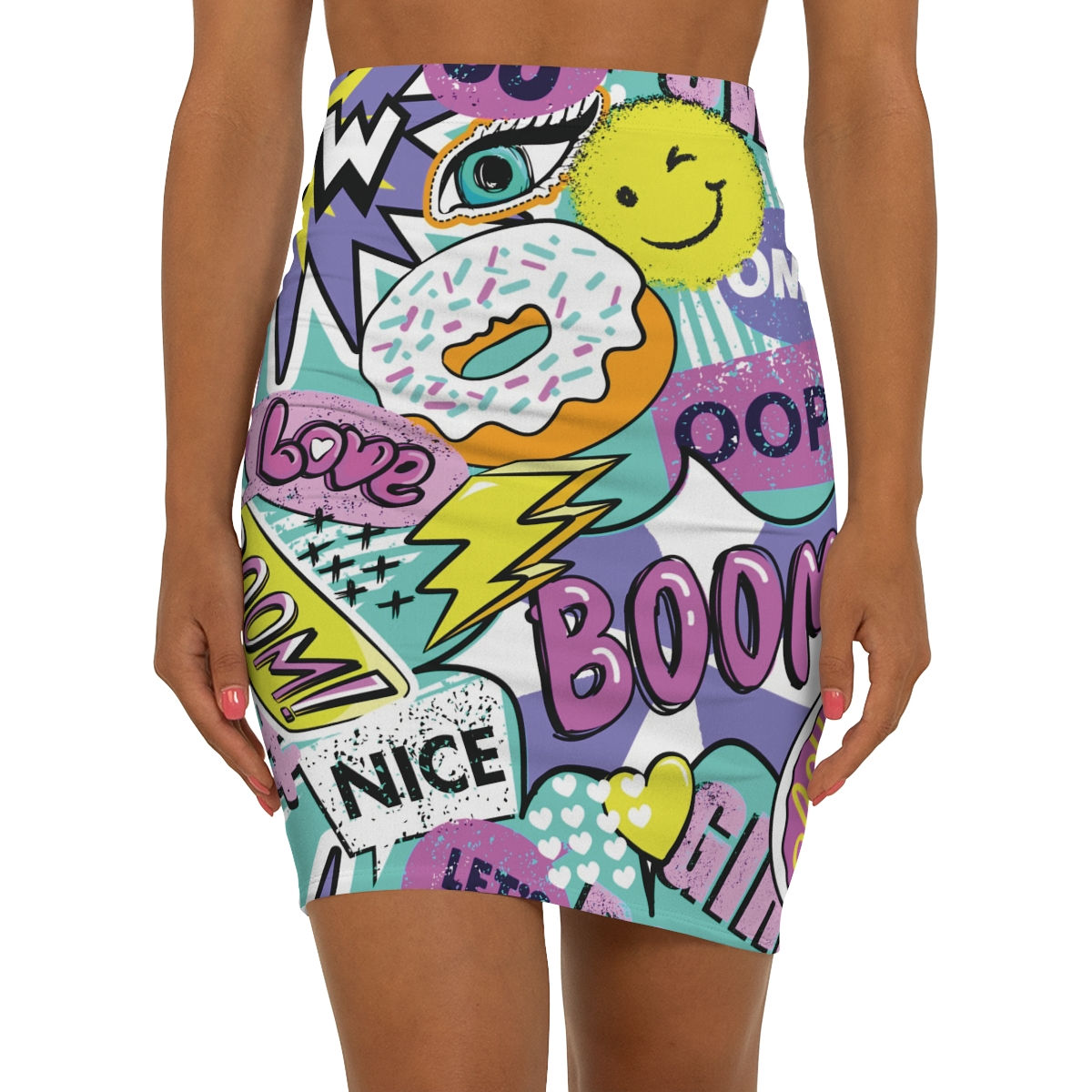 Women's Mid-Waist Pencil Skirt (AOP)