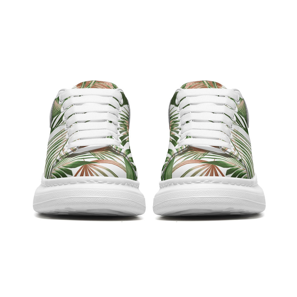 Thumbnail: Unisex Non Slip Lace Up Faux Leather Sneakers