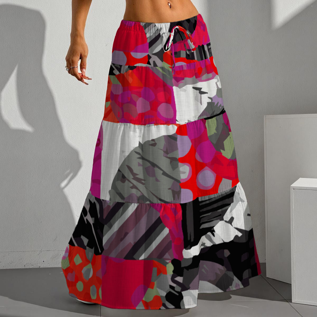 All-Over Print Women's Pleated Long Skirt