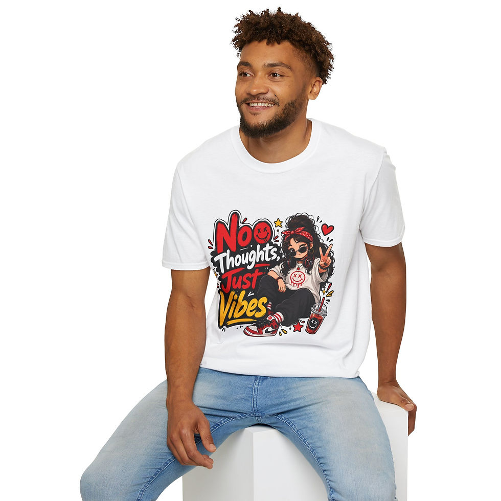 Thumbnail: No Thoughts Just Vibes T-Shirt — Retro Girl Peace Sign Graphic Tee