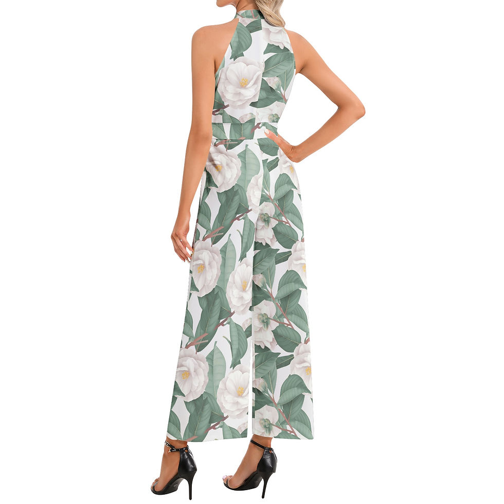 Thumbnail: Halter Neck Buckle Belted Jumpsuit