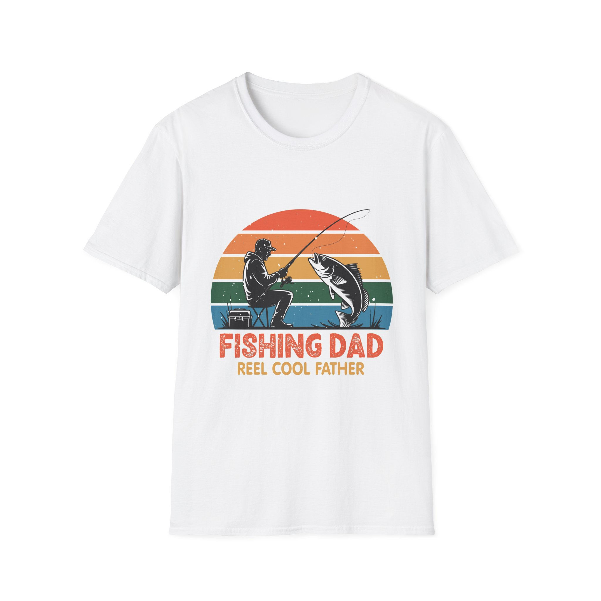 Fishing Dad T-Shirt — "Fishing Dad Reel Cool Father" Retro Sunset Fishing Tee