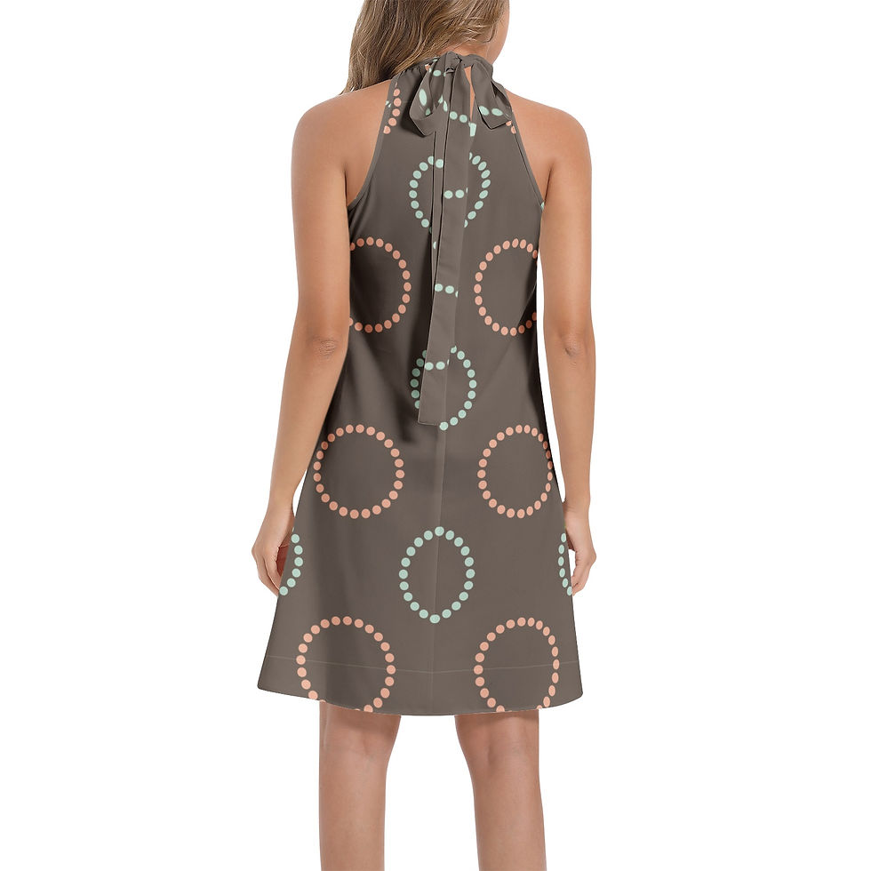 Thumbnail: Tie Back Halter Neck Flared Dress