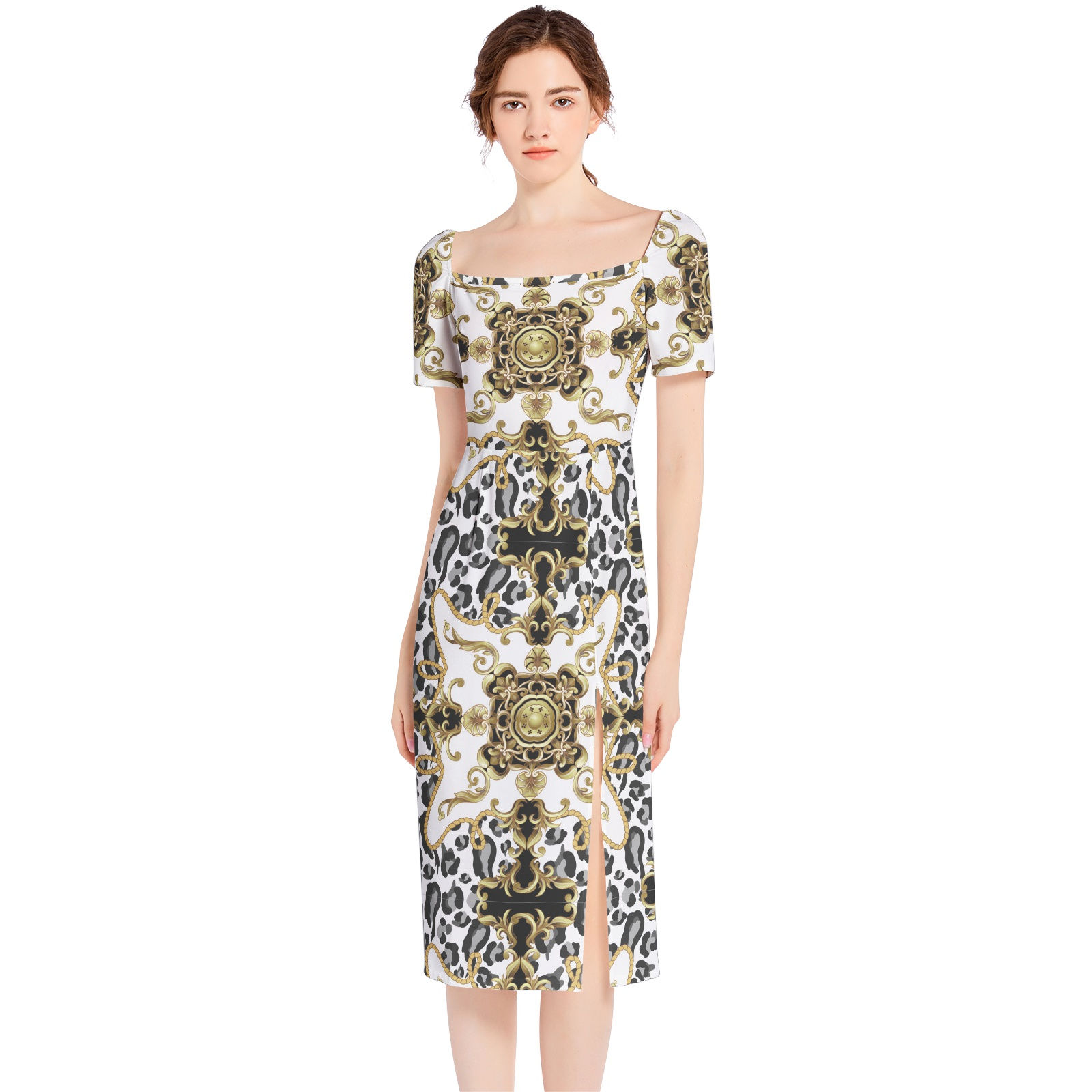 Split Thigh Midi Bodycon Dress