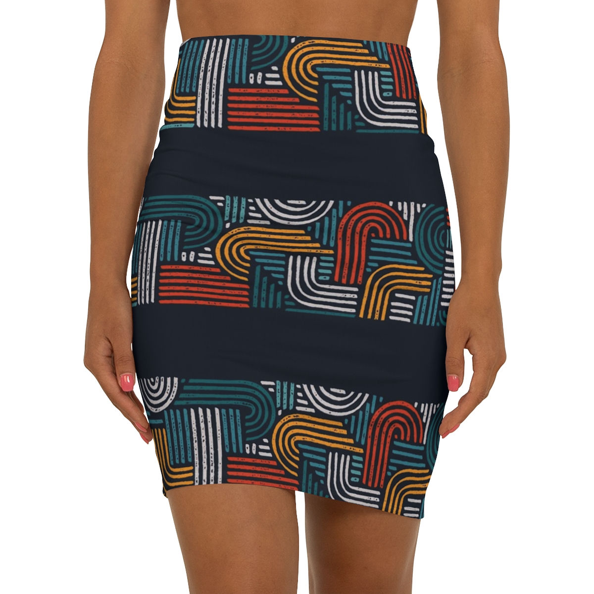 Women's Mid-Waist Pencil Skirt (AOP)