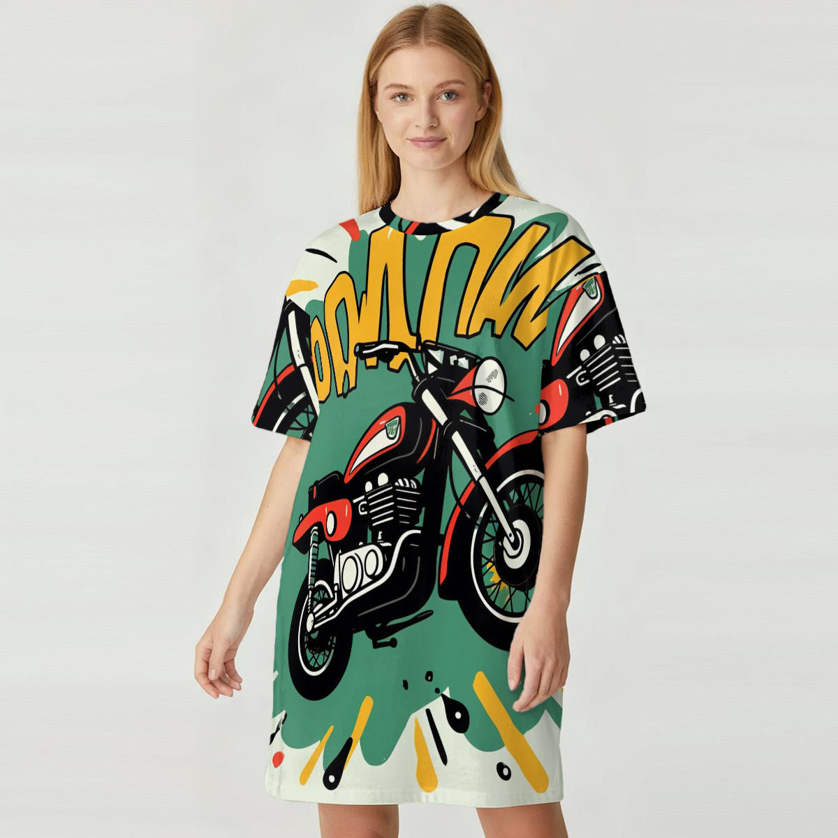All-Over Print Women's Loose Fit T-Shirt Dress|180GSM Cotton
