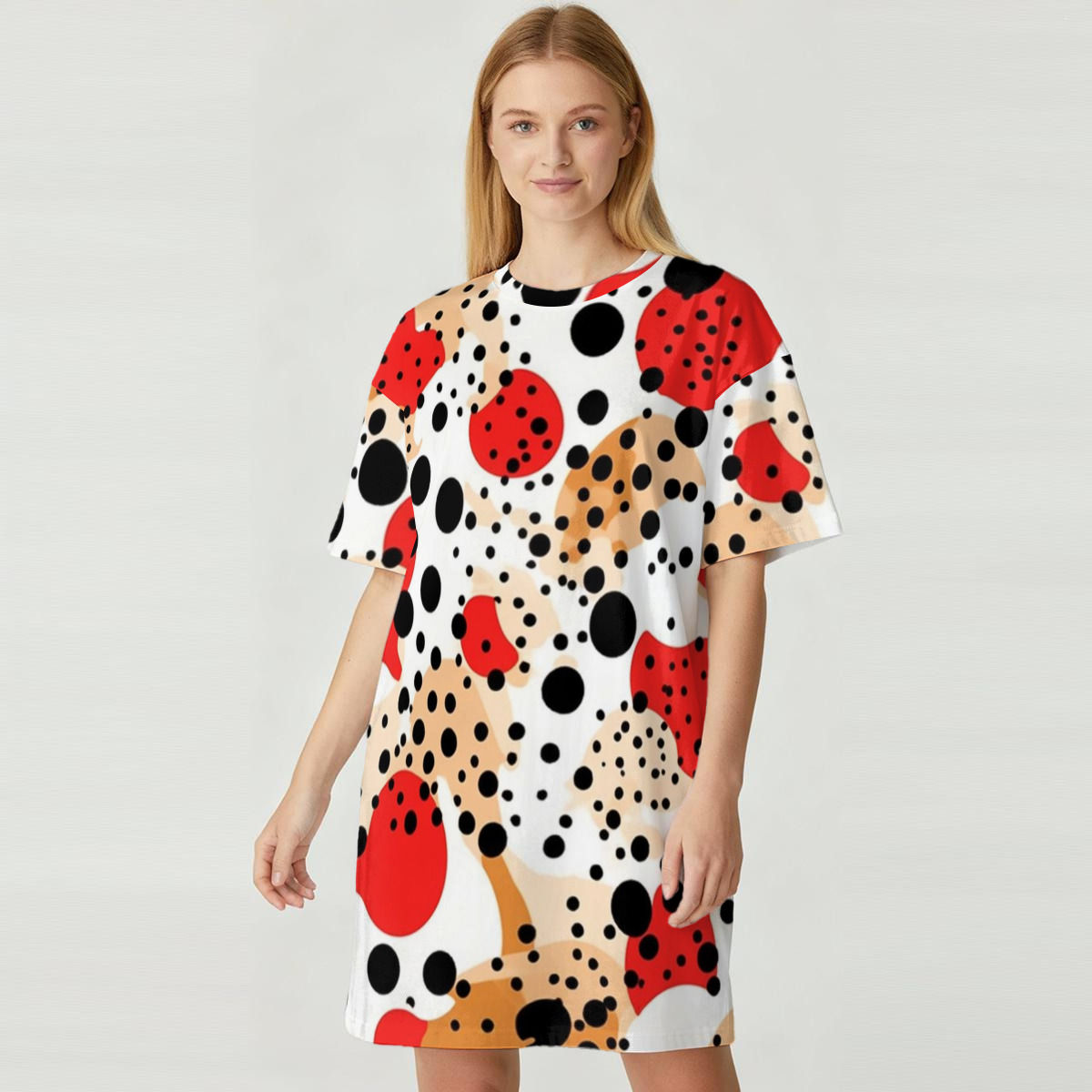 All-Over Print Women's Loose Fit T-Shirt Dress|180GSM Cotton