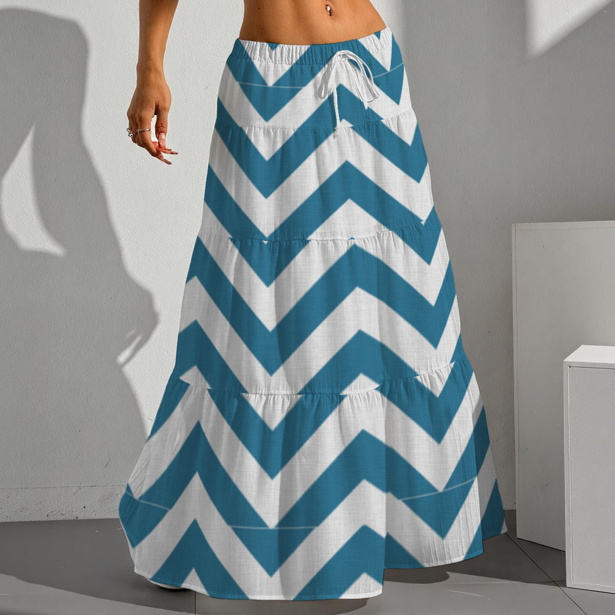 All-Over Print Women's Pleated Long Skirt